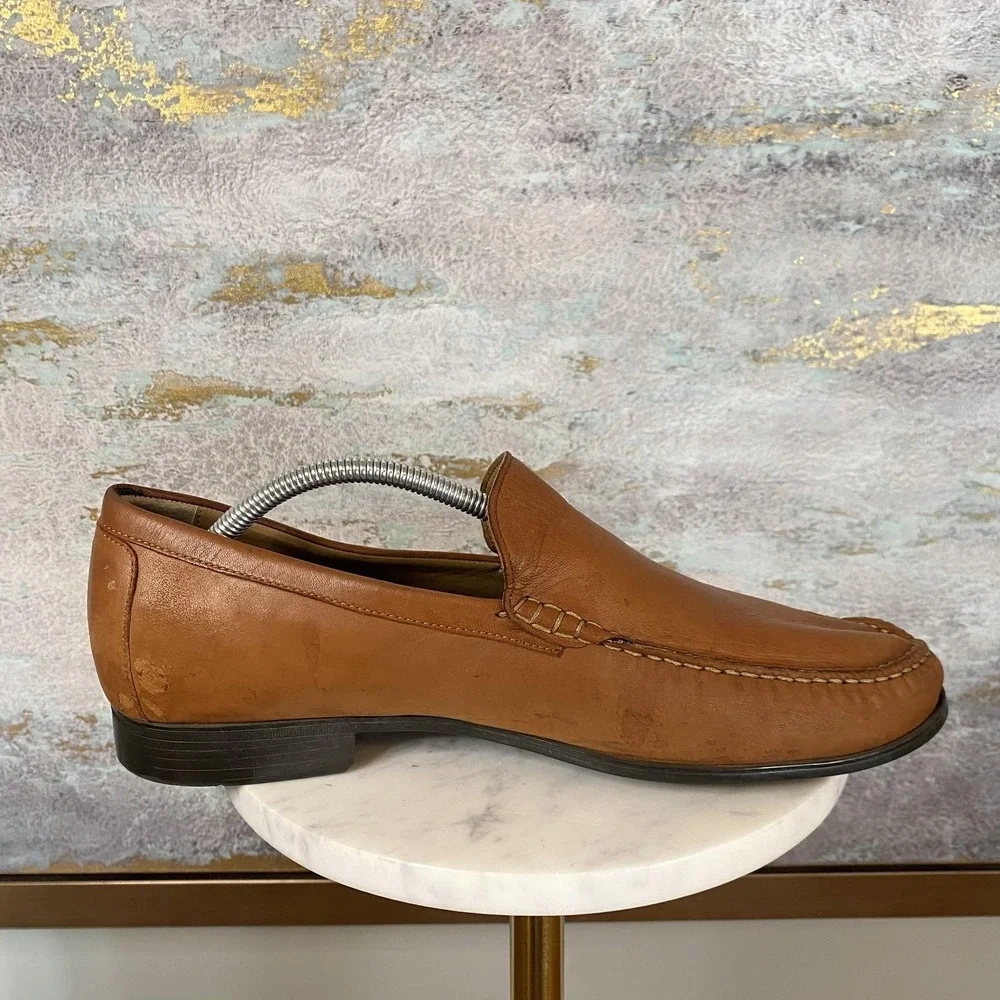Johnston & Murphy Shoes Mens Size 11.5 Brown Leather Slip On Loafers 20-8470